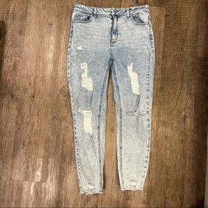 Tinseltown Acid Wash Distressed Straight Leg Jeans - 13